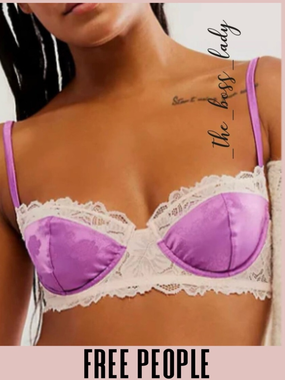 Free People bra underwear lingerie floral lace satin intimates top bralette
